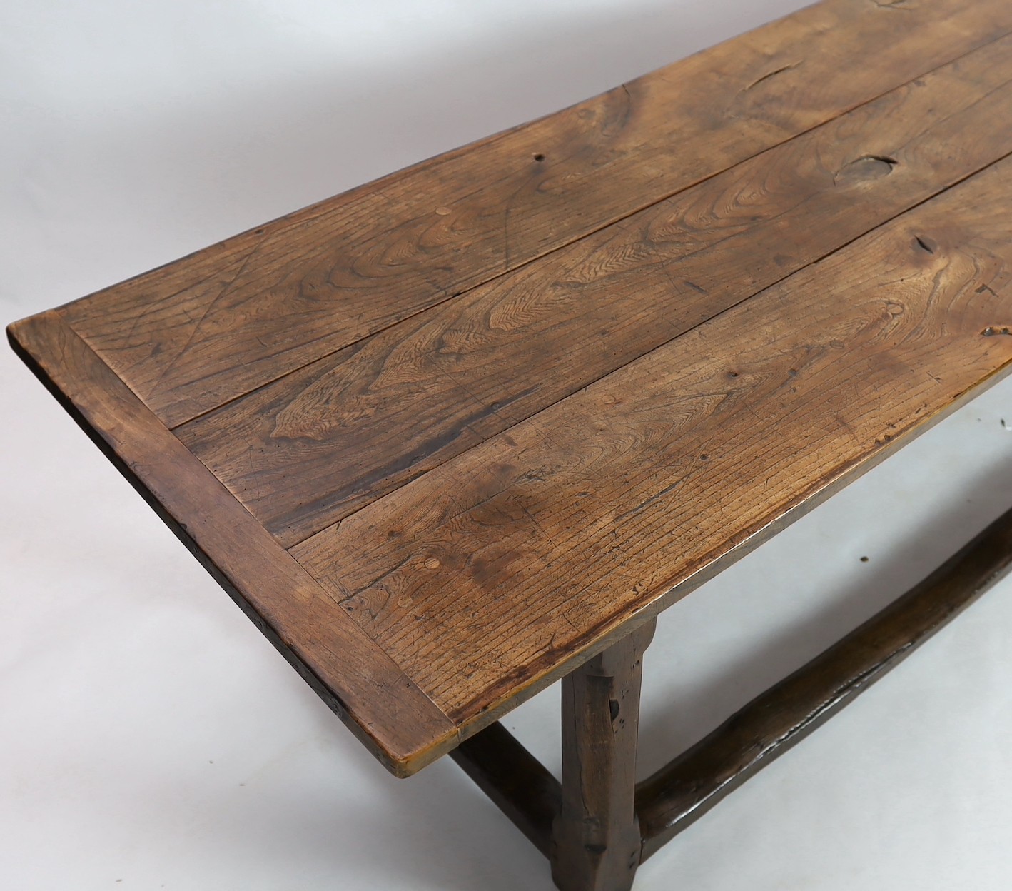 SOLD A late 17th / 18th century oak and elm refectory table, 246 x 90cm, height 77cm